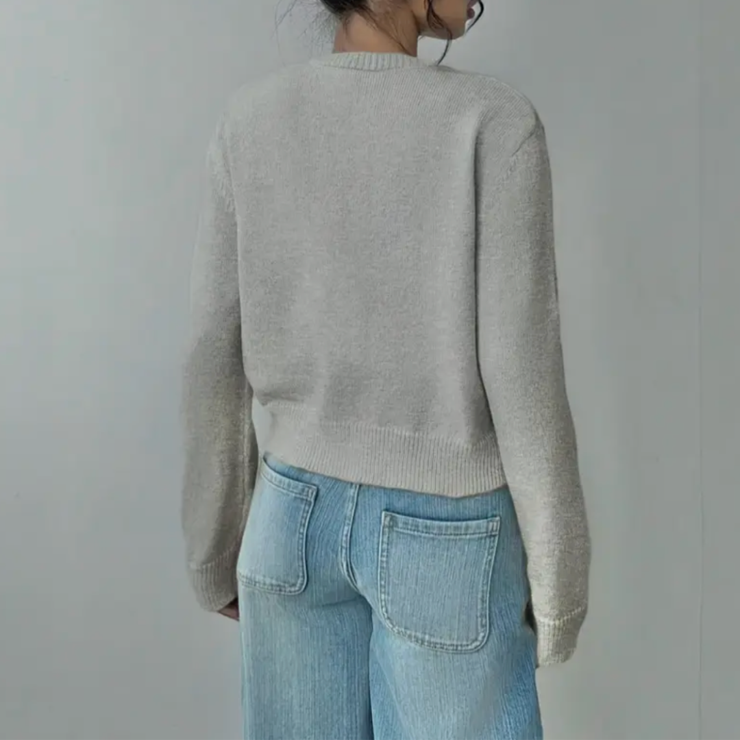Women's Knit Crewneck Cardigan Sweater Casual Long Sleeve Jacket