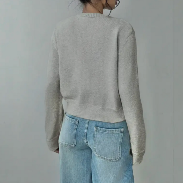 Women's Knit Crewneck Cardigan Sweater Casual Long Sleeve Jacket