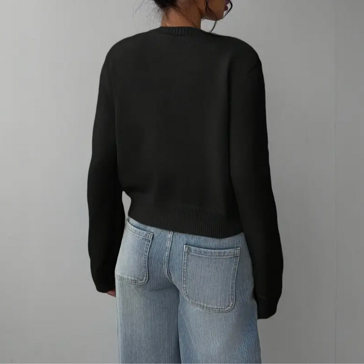 Women's Knit Crewneck Cardigan Sweater Casual Long Sleeve Jacket