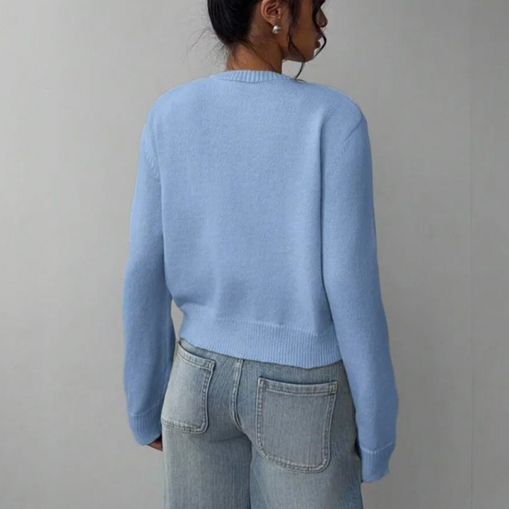 Women's Knit Crewneck Cardigan Sweater Casual Long Sleeve Jacket