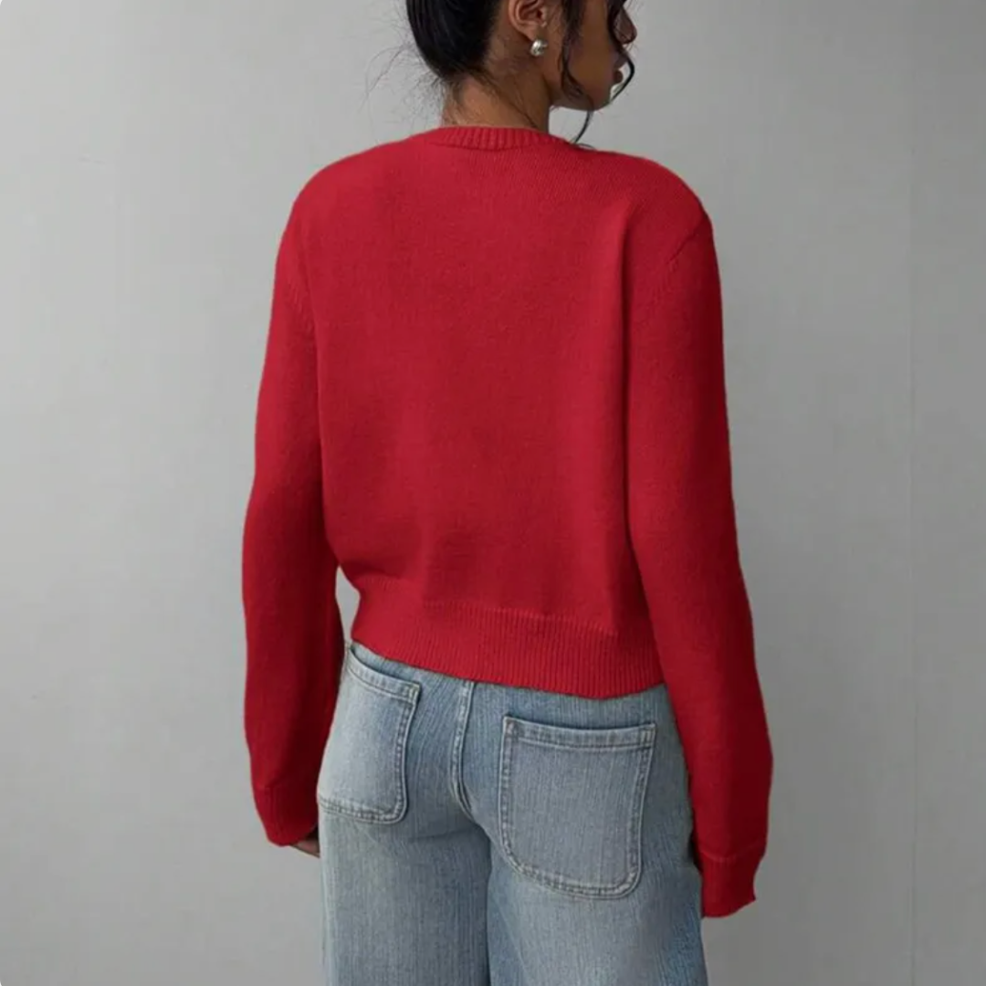 Women's Knit Crewneck Cardigan Sweater Casual Long Sleeve Jacket