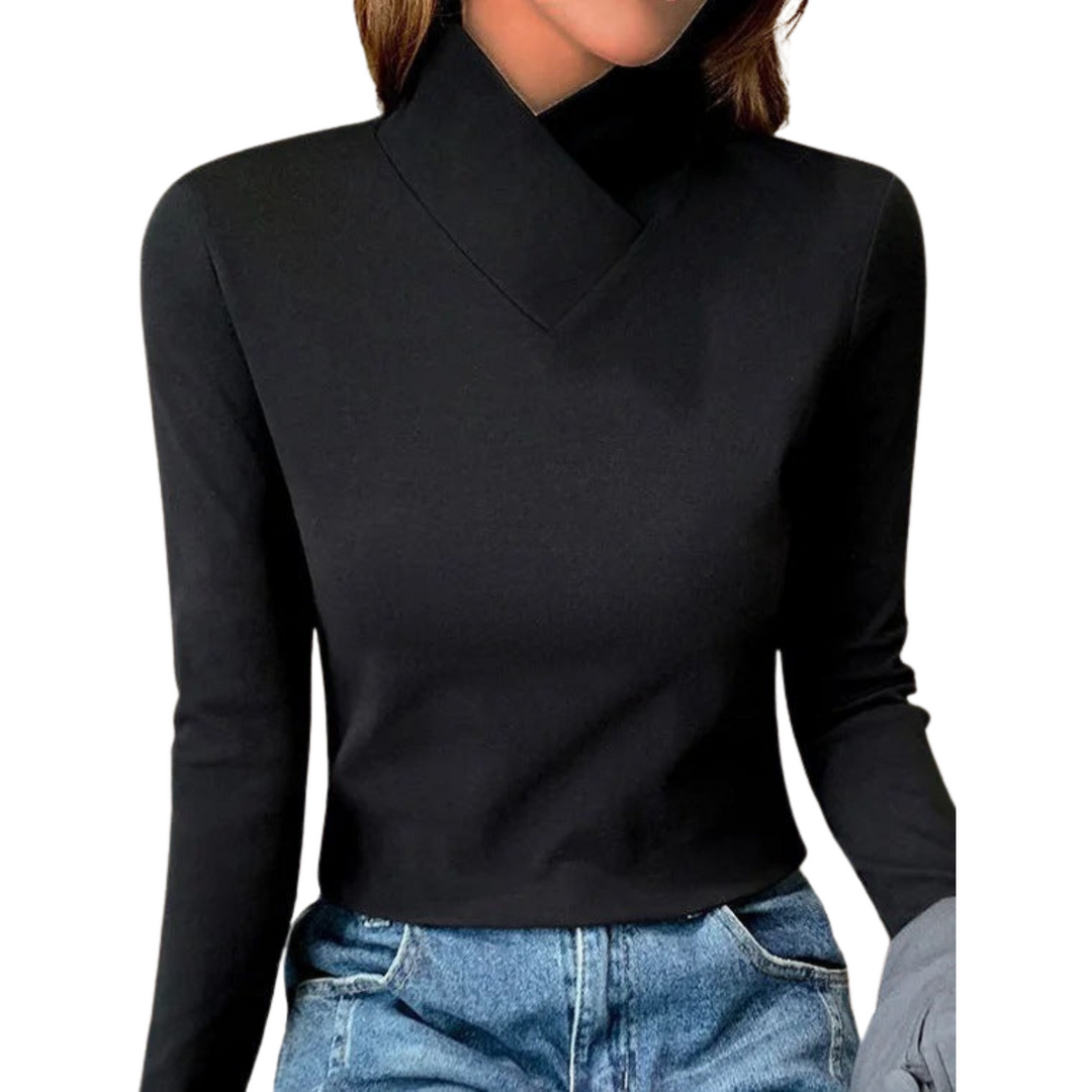 Women's Mock Neck Long Sleeve Knit Top