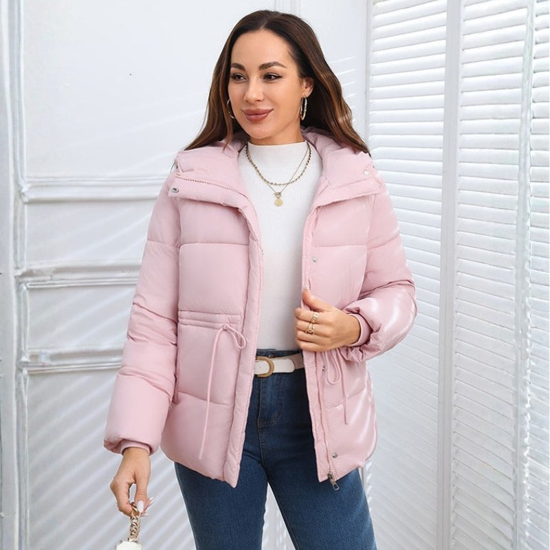 Women's Puffer Jacket Fleece Hooded Padded Coat