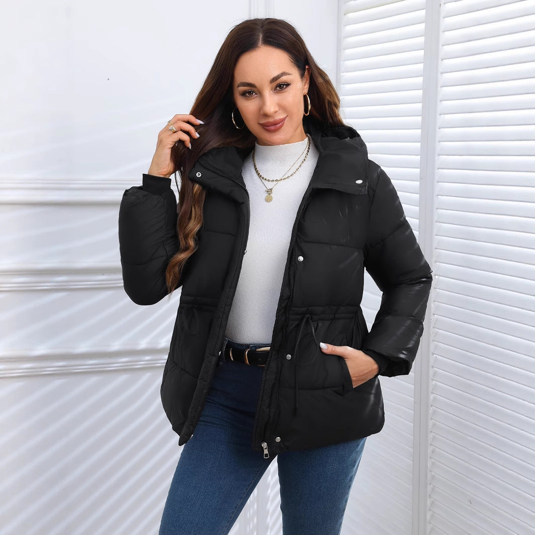 Women's Puffer Jacket Fleece Hooded Padded Coat