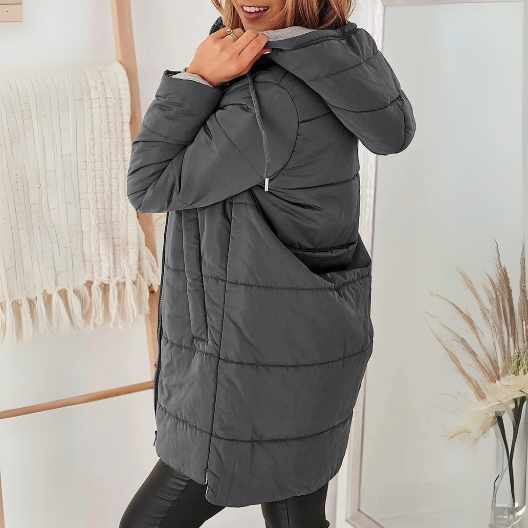 Women's Fleece Hooded Puffer Jacket Coat