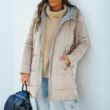 Women's Fleece Hooded Puffer Jacket Coat