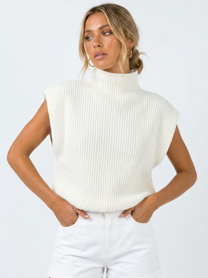 Knit Vest Women's Turtleneck Sleeveless Sweater Jumper
