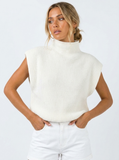 Knit Vest Women's Turtleneck Sleeveless Sweater Jumper