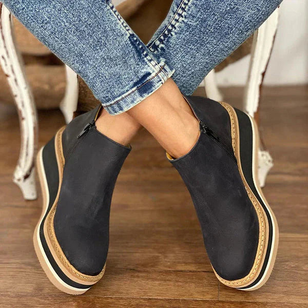 Women’s Leather Low-Wedge Ankle Boots