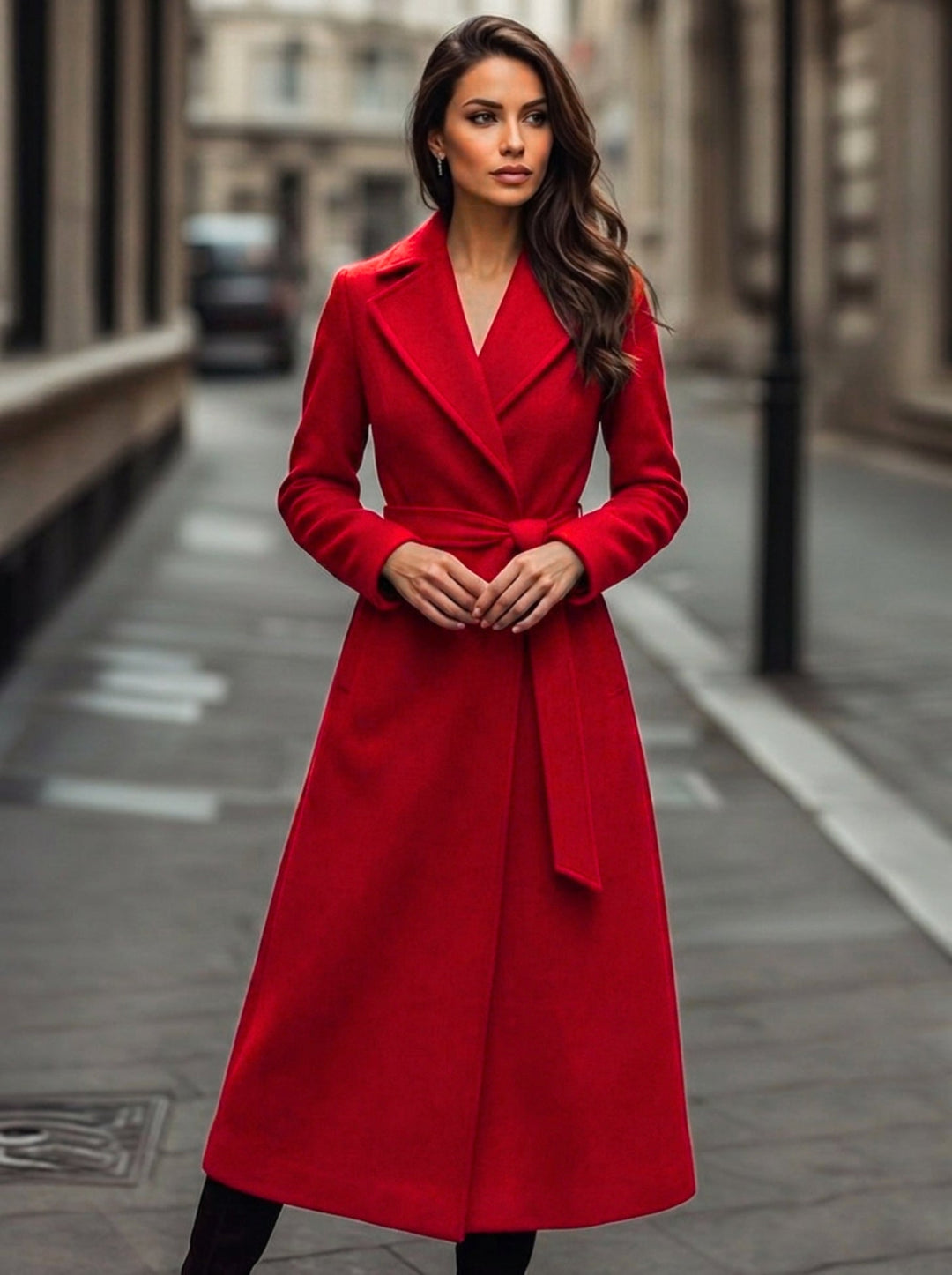 Women's Wool Overcoat Long Wrap Jacket