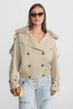 Women's Trench Jacket Wool Double Breasted Aviator
