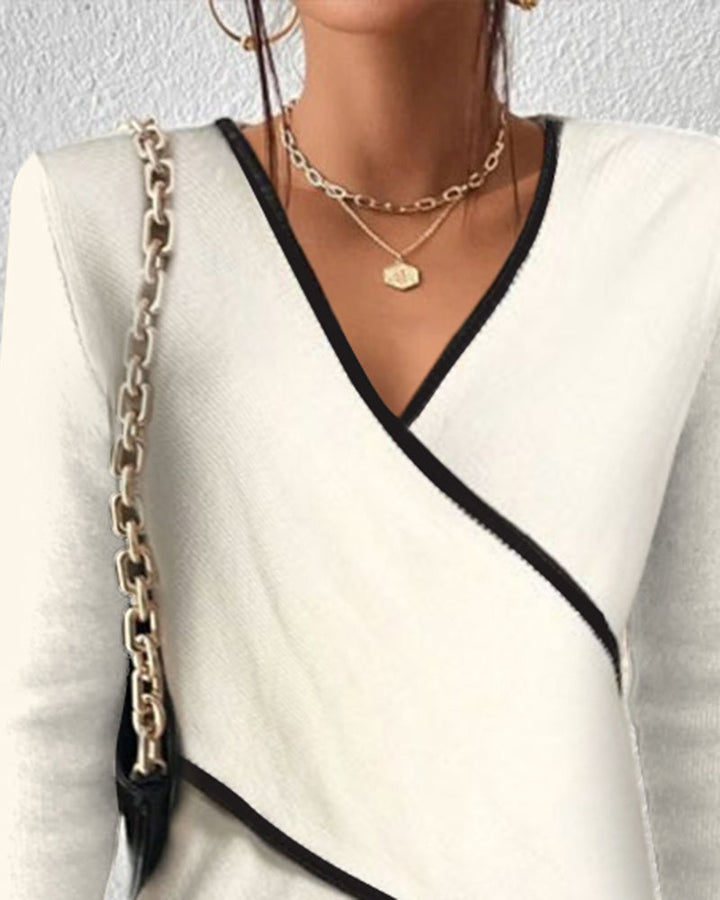 Women's Knit V-Neck Long-Sleeve Sweater