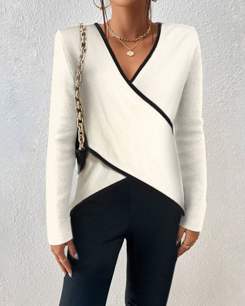 Women's Knit V-Neck Long-Sleeve Sweater