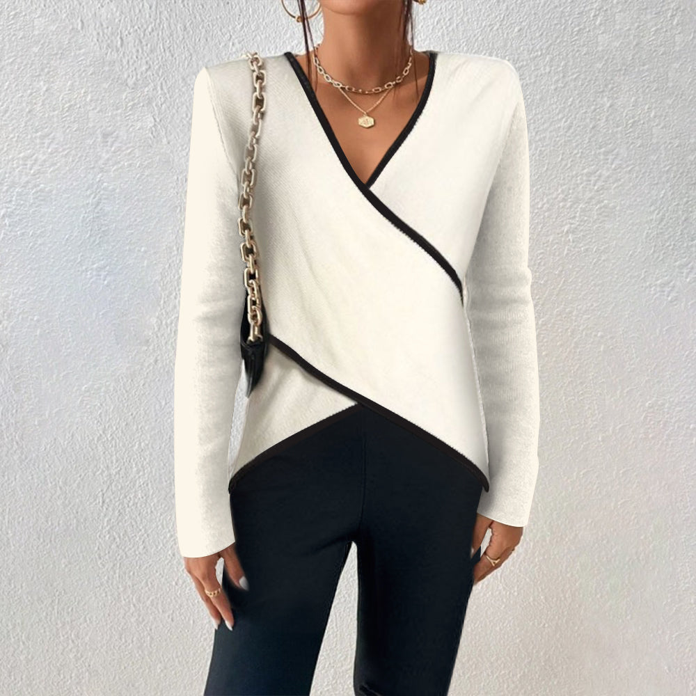 Women's Knit V-Neck Long-Sleeve Sweater