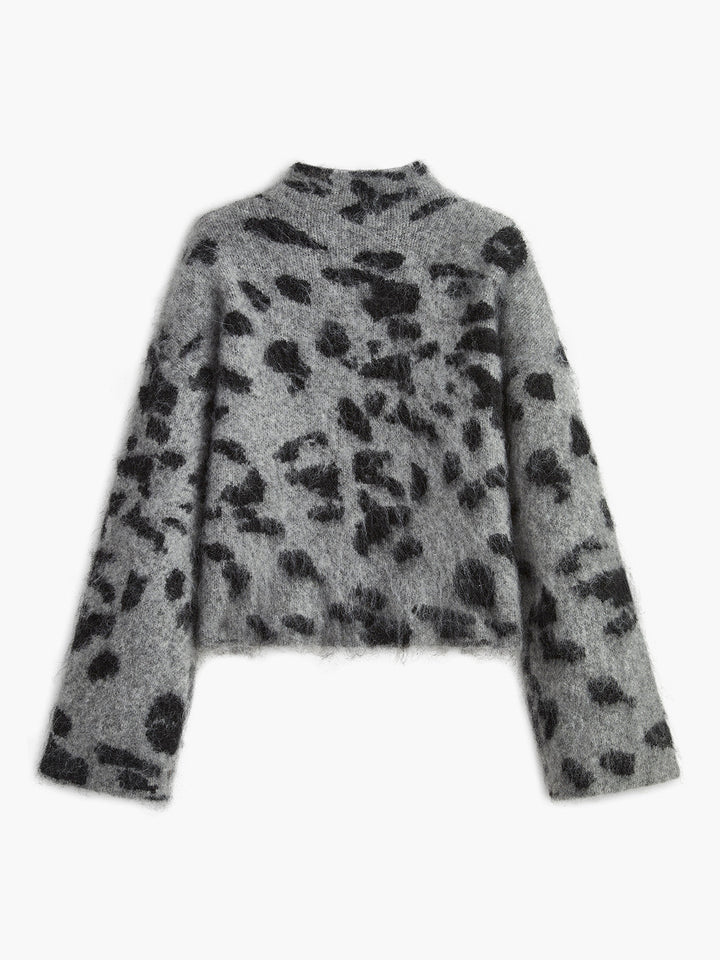 Women's Knit Sweater Animal Print Long Sleeve Crewneck Pullover