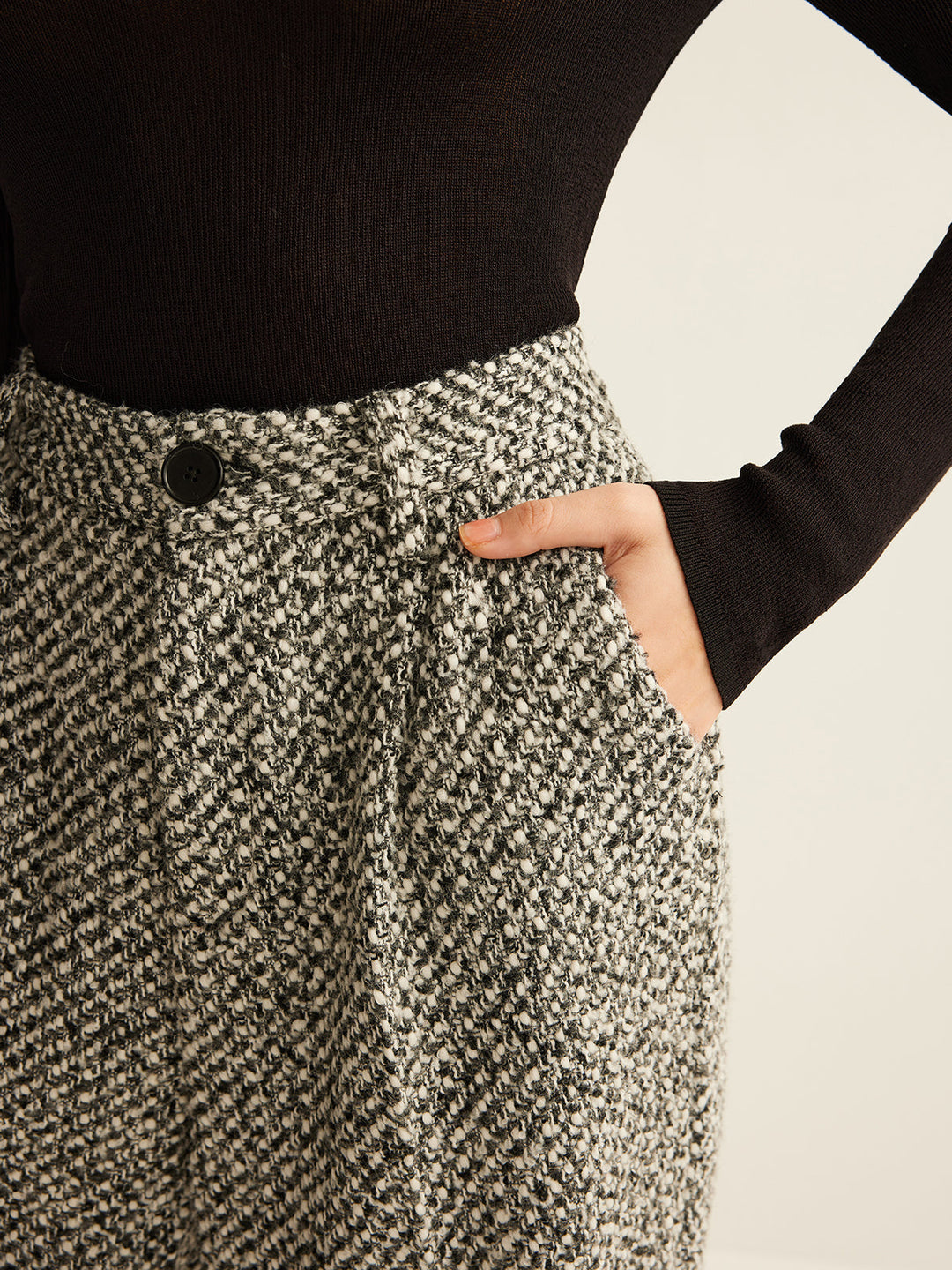 Women's Wool Wide Leg Pants High Waisted Trousers