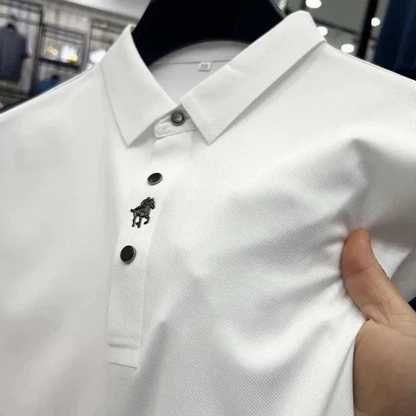 Men's Muscle Fit Polo Shirt Spandex Performance Athletic Top