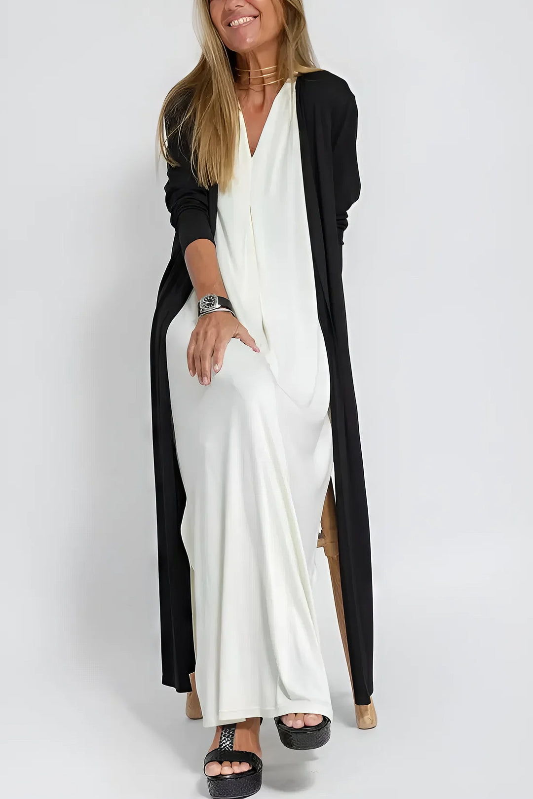 Women's Knit Blend Dress & Long Cardigan 2-Piece Set