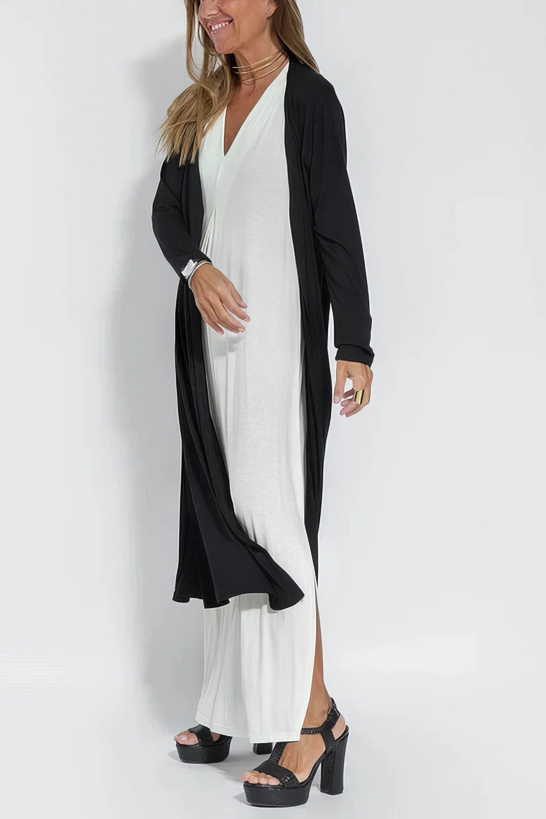 Women's Knit Blend Dress & Long Cardigan 2-Piece Set