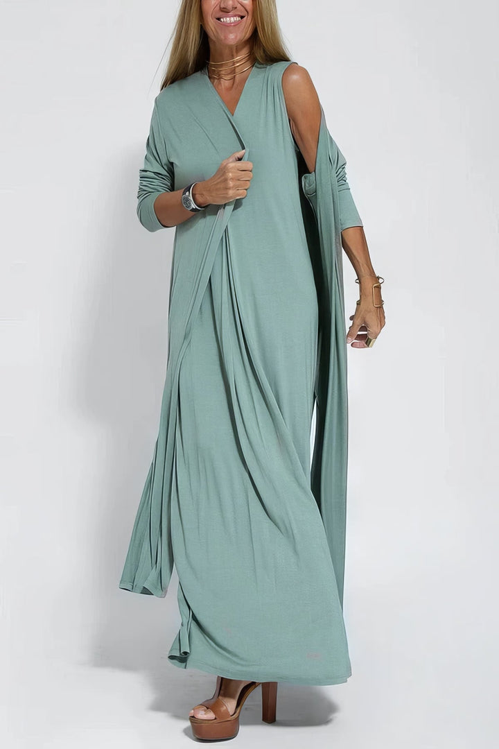 Women's Knit Blend Dress & Long Cardigan 2-Piece Set