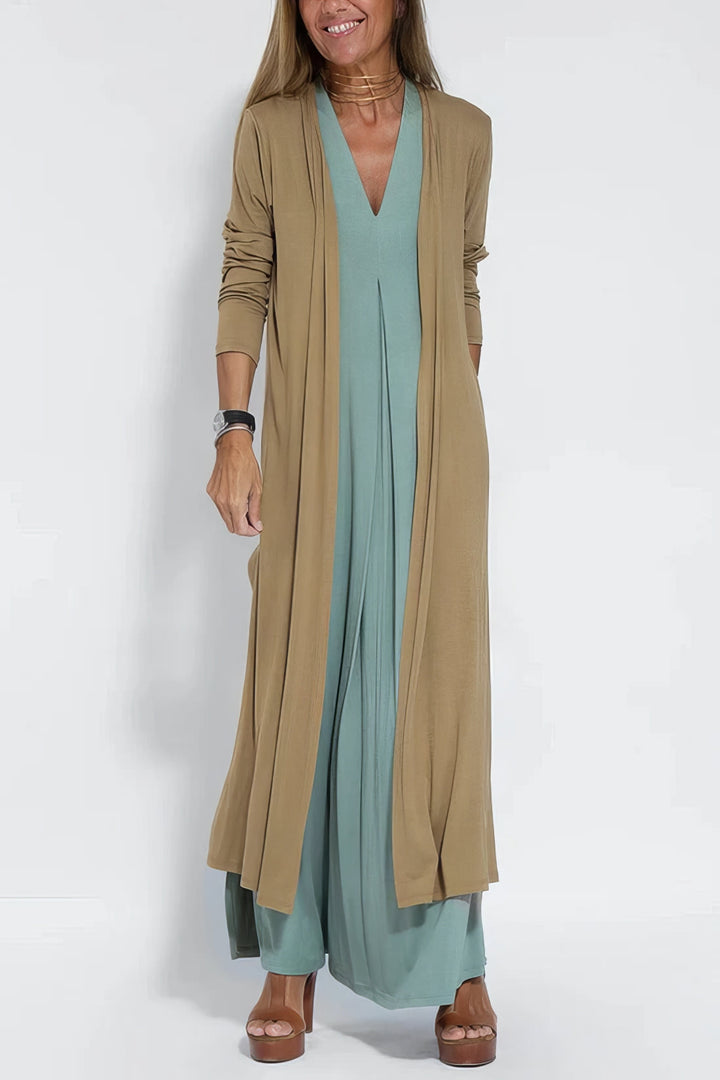 Women's Knit Blend Dress & Long Cardigan 2-Piece Set