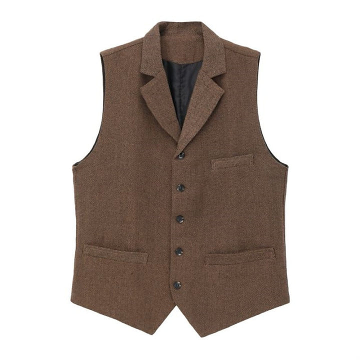 Men's Wool Tweed Waistcoat Vintage Notch Lapel Vest