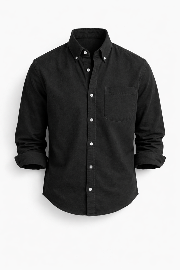 Men's Lightweight Denim Shirt Long Sleeve Button Down Work Top